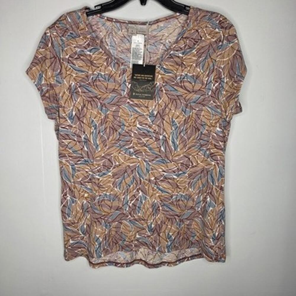 Royal Robbins Featherweight T-Shirt Womens Large Sheer Pink Brown Blue Floral